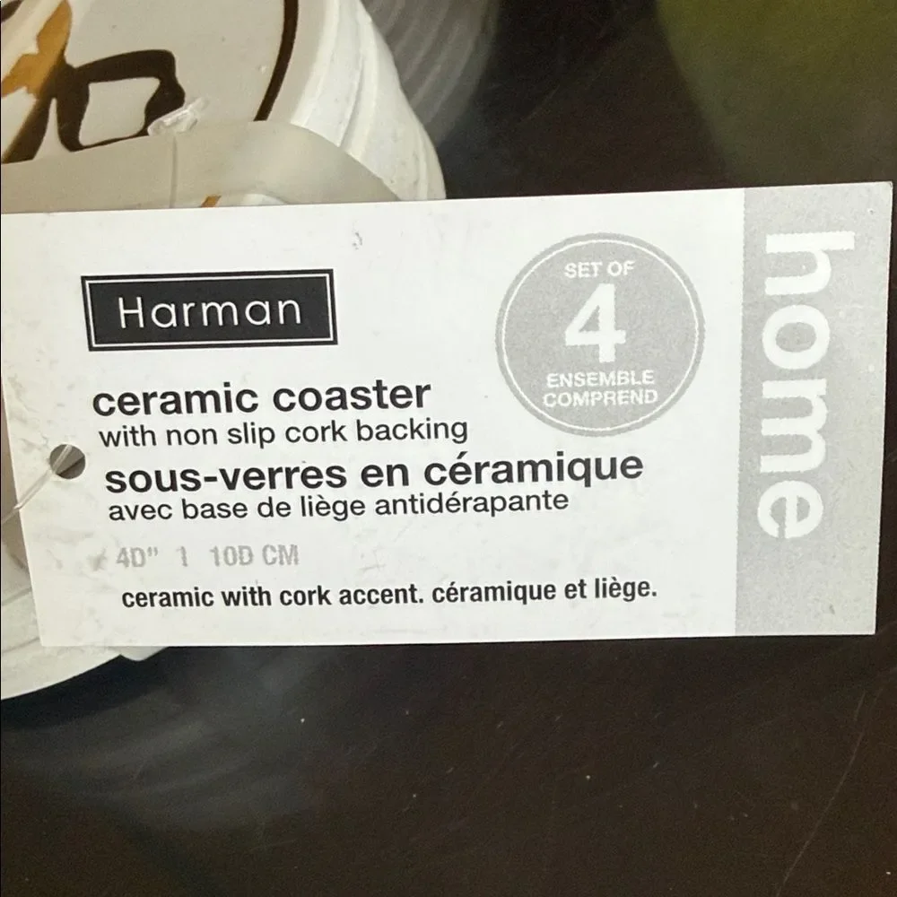 Harman Ceramic White with Bow Accent Coasters Set of Four!